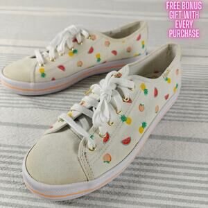 Keds Sunny Life Fruit Print Sneakers White Canvas Shoes Size 6.5 NEW